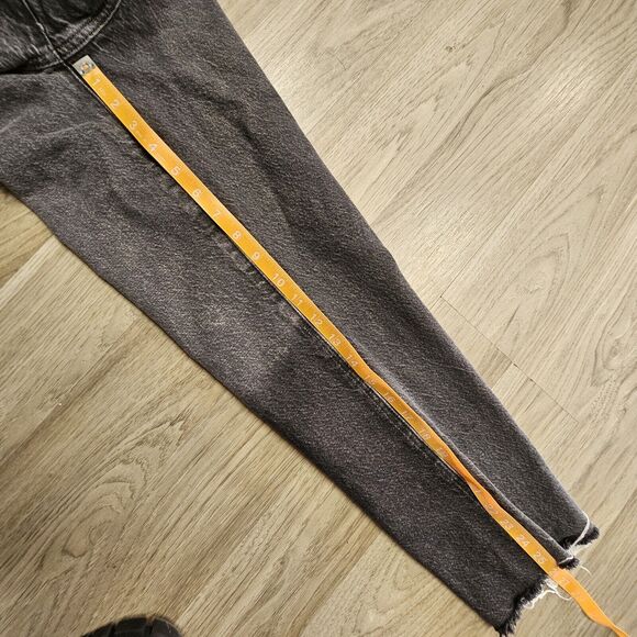 PACSUN Women's Grunge Ripped Distressed Black Grey Frayed Hem High Straight Jean - Picture 8 of 8